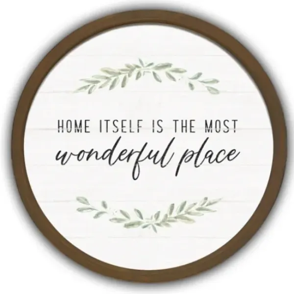 Wall Quotes & Signs-Kirkland's Home Home Is Wonderful Round Framed Plaque Brown