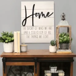 Wall Quotes & Signs-Kirkland's Home Home Metal On Shiplap Wall Plaque White/Black