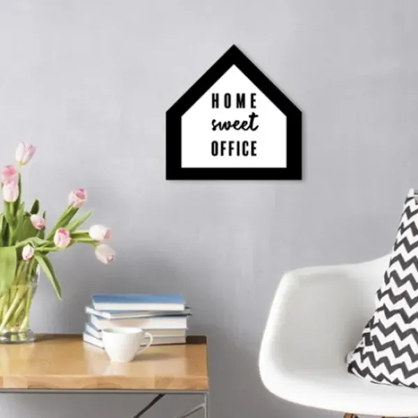 Wall Quotes & Signs-Kirkland's Home Home Sweet Office House Shaped Canvas Art Print Black/White