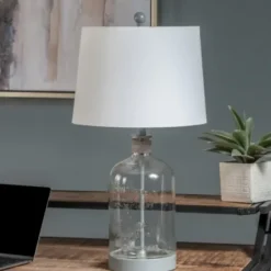 Table Lamps-Kirkland's Home Homegrown Gray Glass Jar Table Lamp White