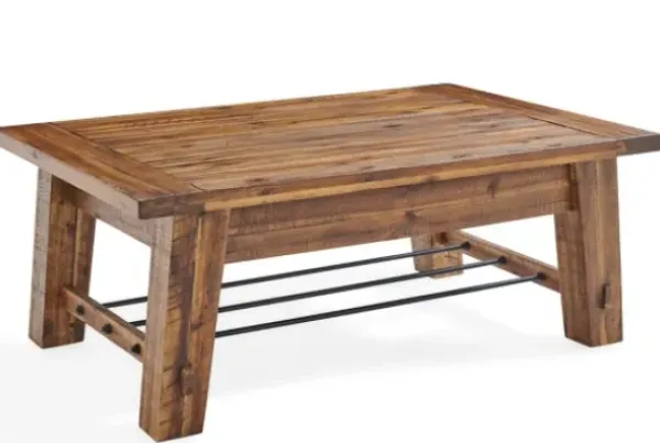 Coffee Tables-Kirkland's Home Honey Acacia Wood Coffee Table With Metal Bars Tan