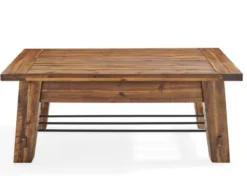 Coffee Tables-Kirkland's Home Honey Acacia Wood Coffee Table With Metal Bars Tan