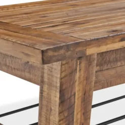 Coffee Tables-Kirkland's Home Honey Acacia Wood Coffee Table With Metal Bars Tan