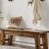 Dining Chairs-Kirkland's Home Honey Acacia Wood Rustic Metal Rod Dining Bench Brown/Black