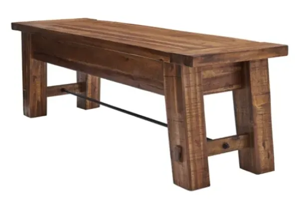 Dining Chairs-Kirkland's Home Honey Acacia Wood Rustic Metal Rod Dining Bench Brown/Black
