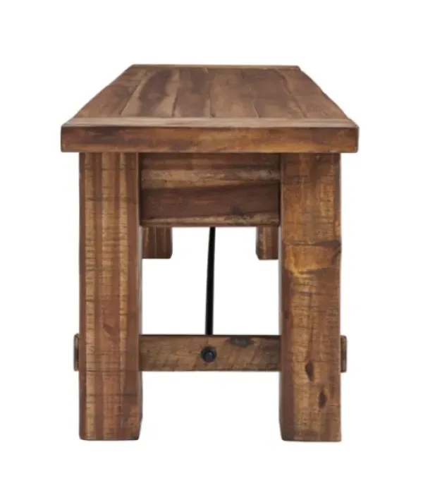 Dining Chairs-Kirkland's Home Honey Acacia Wood Rustic Metal Rod Dining Bench Brown/Black