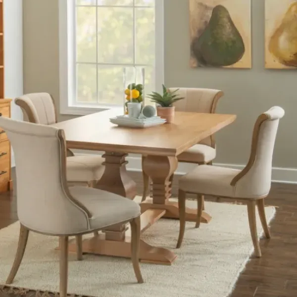 Dining Tables-Kirkland's Home Honey Brown Wood Double Pedestal Dining Table Tan