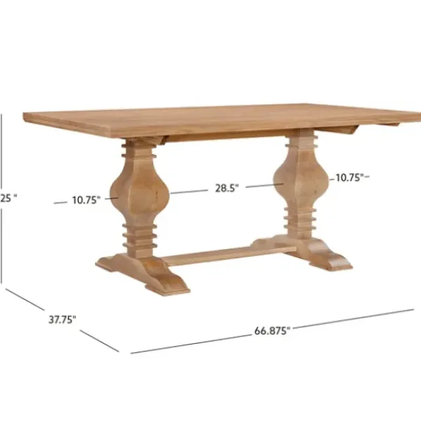 Dining Tables-Kirkland's Home Honey Brown Wood Double Pedestal Dining Table Tan