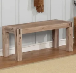 Benches & Ottomans-Kirkland's Home Honey Brushed Acacia Wood Rustic Bench Brown