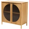 Cabinets & Sideboards-Kirkland's Home Honey Crescent Window 2-Door Cabinet Brown