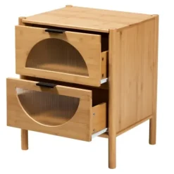 Nightstands-Kirkland's Home Honey Crescent Window 2-Drawer Nightstand Brown