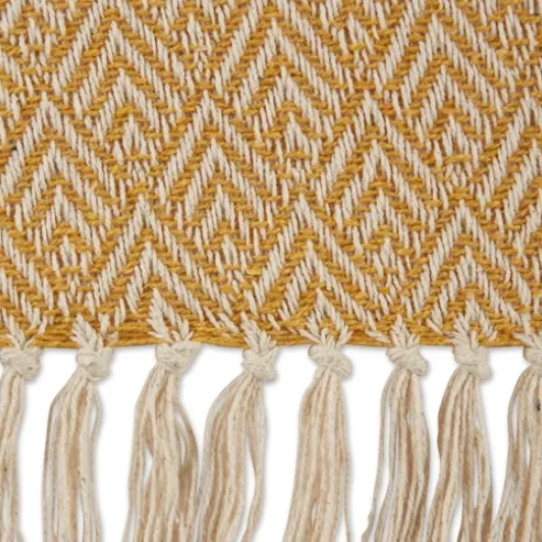 Blankets & Throws-Kirkland's Home Honey Diamond Fringe Throw Gold