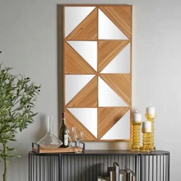 Wall Quotes & Signs-Kirkland's Home Honey Geometric Mirror Rec Gle Wall Plaque Tan