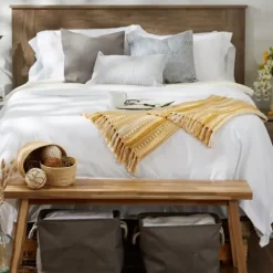 Blankets & Throws-Kirkland's Home Honey Gold Braided Fringe Throw Yellow