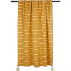 Blankets & Throws-Kirkland's Home Honey Gold Slub Stripe Decorative Throw Yellow