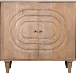 Cabinets & Sideboards-Kirkland's Home Honey Mango Wood Carved Cabinet