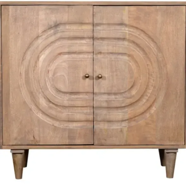 Cabinets & Sideboards-Kirkland's Home Honey Mango Wood Carved Cabinet