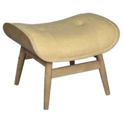 Benches & Ottomans-Kirkland's Home Honey Mushroom Leather Ottoman Tan