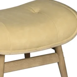 Benches & Ottomans-Kirkland's Home Honey Mushroom Leather Ottoman Tan