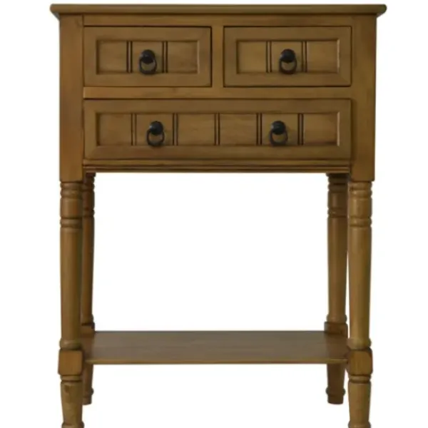 Console Tables-Kirkland's Home Honey Pine 3-Drawer Console Table Brown