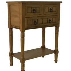 Console Tables-Kirkland's Home Honey Pine 3-Drawer Console Table Brown
