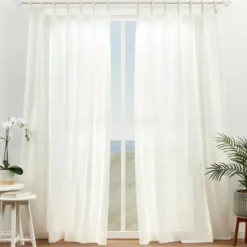 Curtains & Drapes-Kirkland's Home Honey Trellis Woven Single Curtain Panel, 84 In. White/Tan