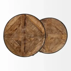 Accent & End Tables-Kirkland's Home Honey Wood And Black Metal Accent Tables, Set Of 2