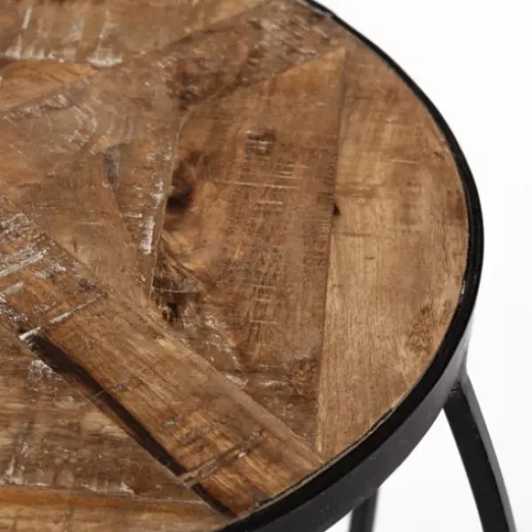 Accent & End Tables-Kirkland's Home Honey Wood And Black Metal Accent Tables, Set Of 2