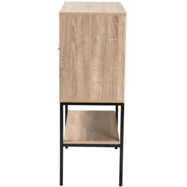 Cabinets & Sideboards-Kirkland's Home Honey Wood And Metal Mesh Cabinet Brown