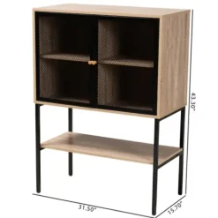 Cabinets & Sideboards-Kirkland's Home Honey Wood And Metal Mesh Cabinet Brown
