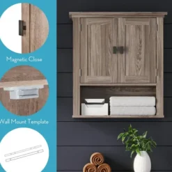 Shelves-Kirkland's Home Honey Woodgrain Wall-Mounted Cabinet Tan