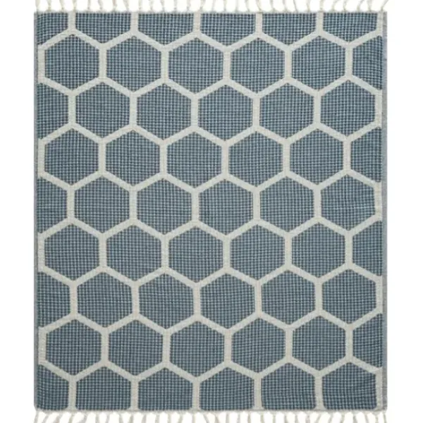 Blankets & Throws-Kirkland's Home Honeycomb Cotton Throw Blue