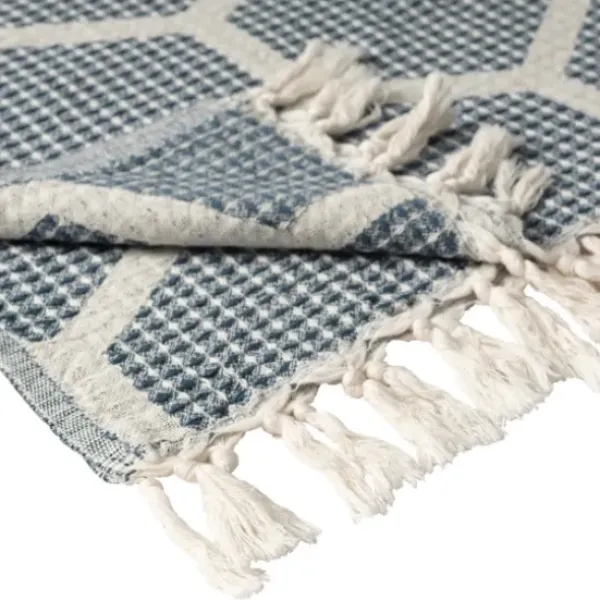 Blankets & Throws-Kirkland's Home Honeycomb Cotton Throw Blue