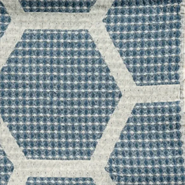 Blankets & Throws-Kirkland's Home Honeycomb Cotton Throw Blue