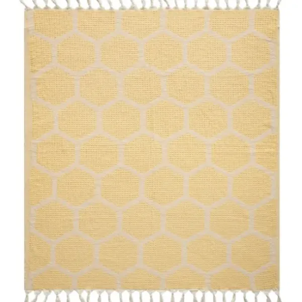 Blankets & Throws-Kirkland's Home Honeycomb Cotton Throw Yellow
