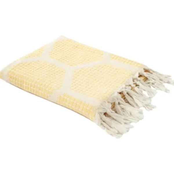Blankets & Throws-Kirkland's Home Honeycomb Cotton Throw Yellow
