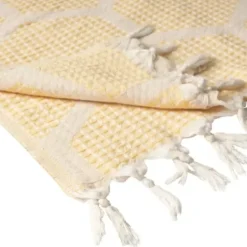 Blankets & Throws-Kirkland's Home Honeycomb Cotton Throw Yellow