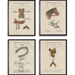 Framed Art-Kirkland's Home Horse Patents Framed Art Prints, Set Of 4 Brown/Multi