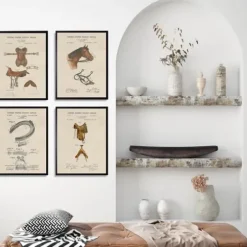 Framed Art-Kirkland's Home Horse Patents Framed Art Prints, Set Of 4 Brown/Multi