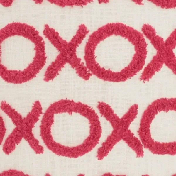 Pillows-Kirkland's Home Hot Pink Tufted Xoxo Pillow Pink/White