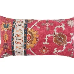 Pillows-Kirkland's Home Hot Pink Vintage Rug Lumbar Pillow Pink/Orange