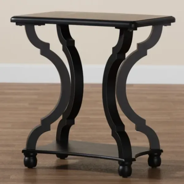 Accent & End Tables-Kirkland's Home Hourglass Wood Accent Table Black