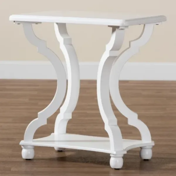 Accent & End Tables-Kirkland's Home Hourglass Wood Accent Table White