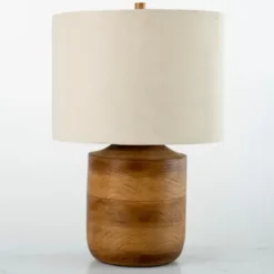 Table Lamps-Kirkland's Home Hudson Brown Wood Table Lamp Ivory