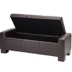 Benches & Ottomans-Kirkland's Home Hudson Tufted Faux Leather Storage Bench Brown