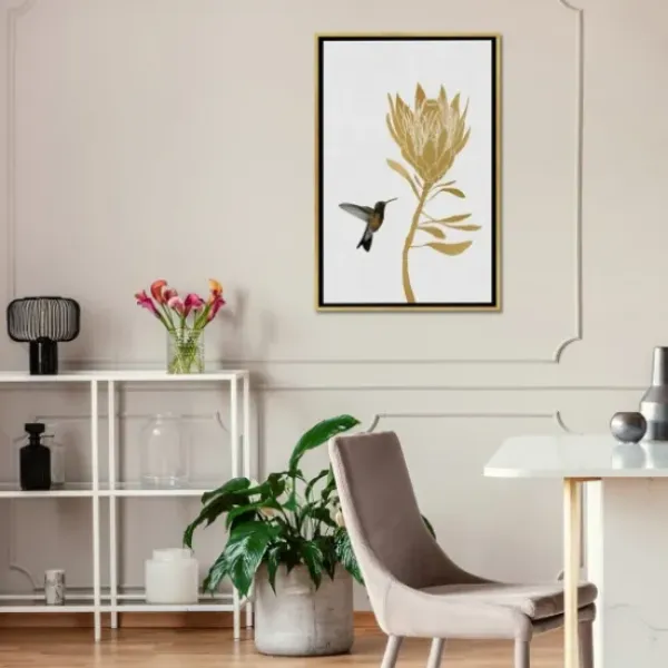Framed Art-Kirkland's Home Hummingbird Soaring Canvas Framed Art White/Black/Gold