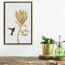 Framed Art-Kirkland's Home Hummingbird Soaring Canvas Framed Art White/Black/Gold
