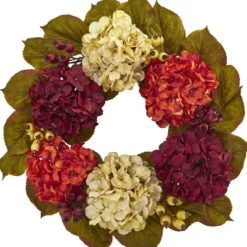 Wreaths-Kirkland's Home Hydrangea And Berry Floral Wreath Purple/Ivory/Green