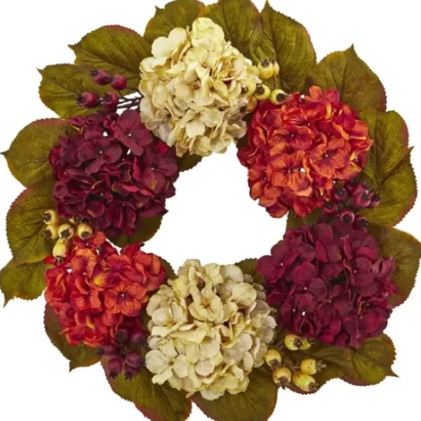 Wreaths-Kirkland's Home Hydrangea And Berry Floral Wreath Purple/Ivory/Green