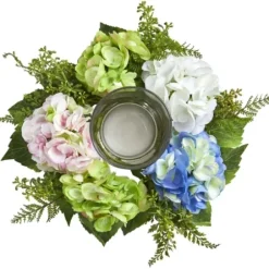 Arrangements & Greenery-Kirkland's Home Hydrangea Candle Centerpiece Pink/Blue